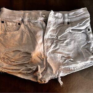 American Eagle Outfitters White Distressed Jean Shorts